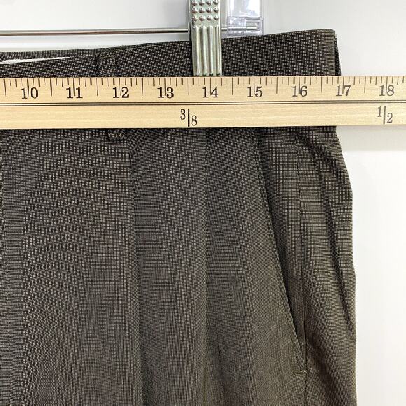 Alan Flusser Dress Pants Men's Actual Size 34Wx28L Brown Pleated and Cuffed - Picture 7 of 10
